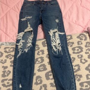 Cello Distressed Dark Blue Boyfriend Jeans